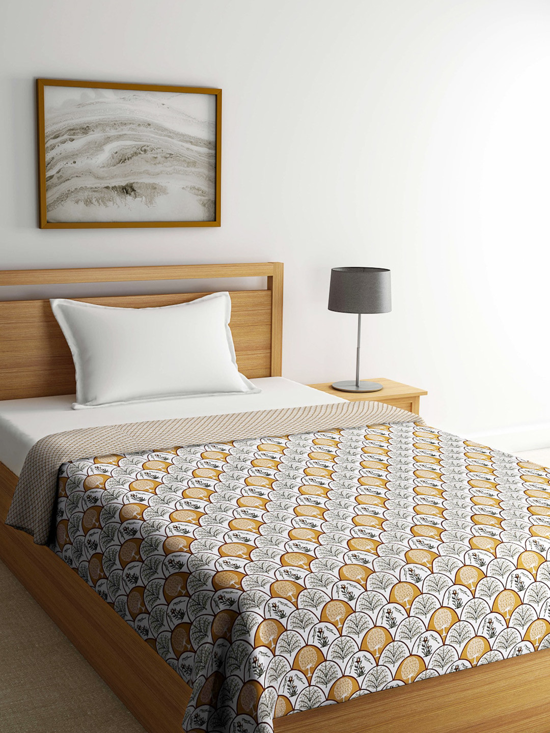 FABINALIV Multicolor Floral Print Reversible AC Room 300 GSM Pure Cotton Single Bed Dohar