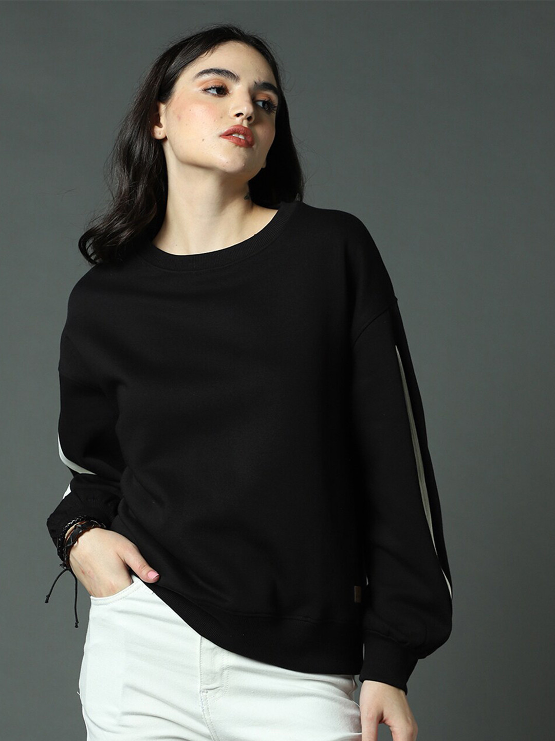 High Star Round Neck Full Sleeves Ribbed Pullover