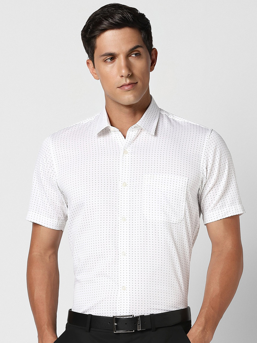 Peter England Polka Dots Printed Pure Cotton Formal Shirt