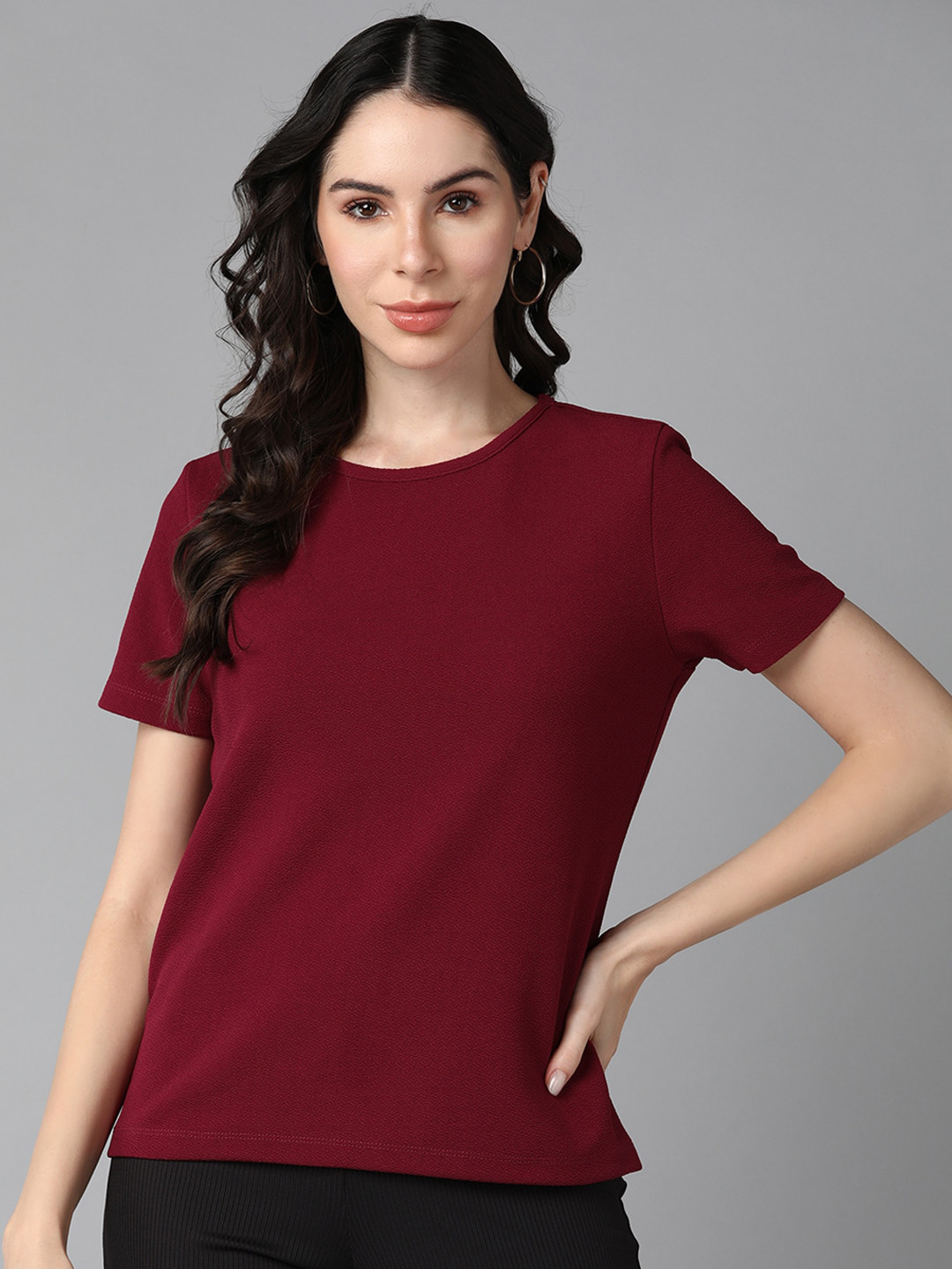 TheRoadster Lifestyle Co. Round Neck Short Sleeves Top