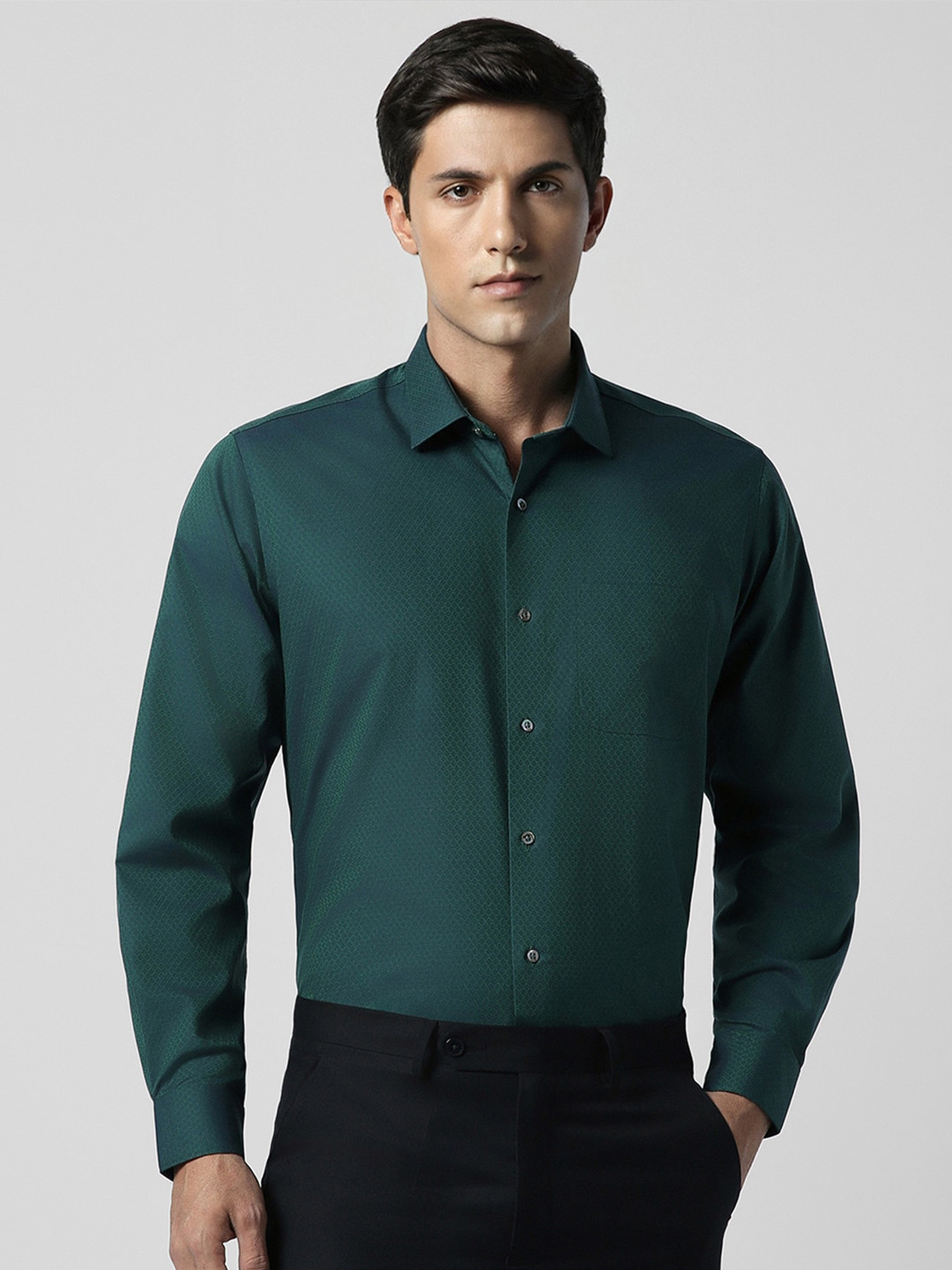 Van Heusen World Wear Textured Pure Cotton Formal Shirt
