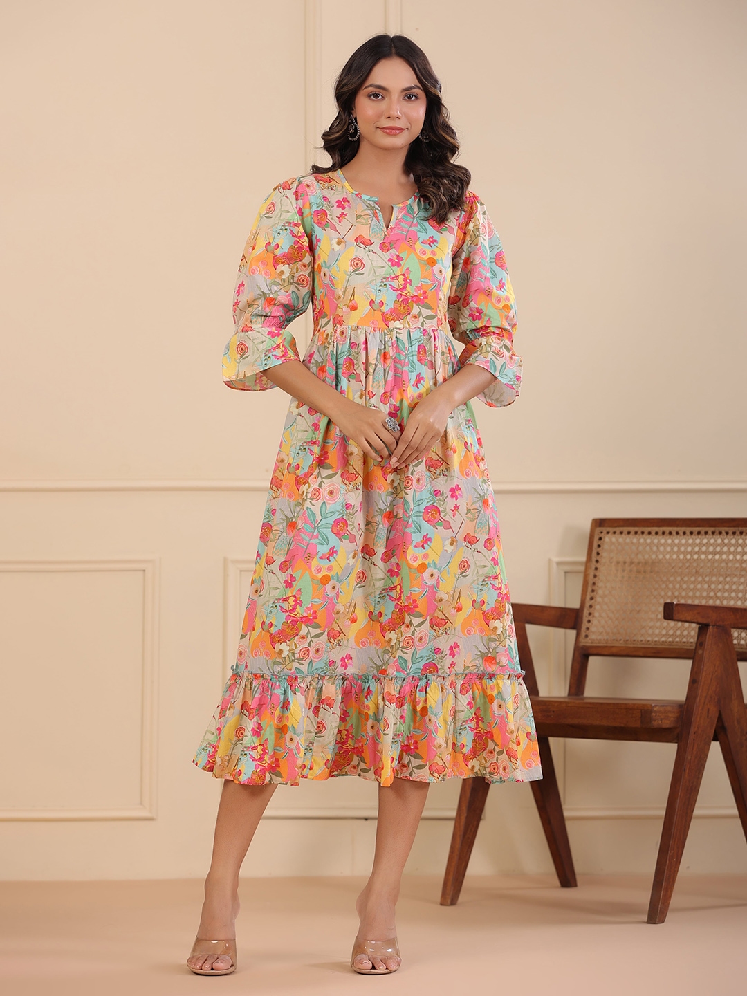 Rainbow store floral dress