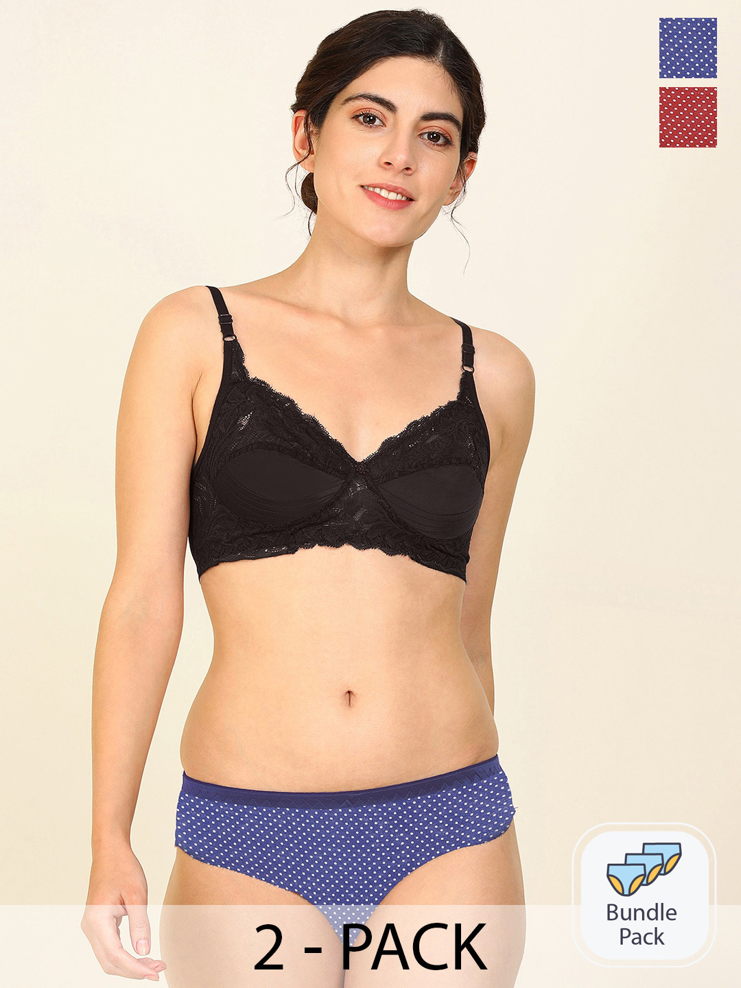 Aamarsh Pack Of 2 Self-Designed Cotton Lingerie Sets A_Stiz Set_Blue,Red_30
