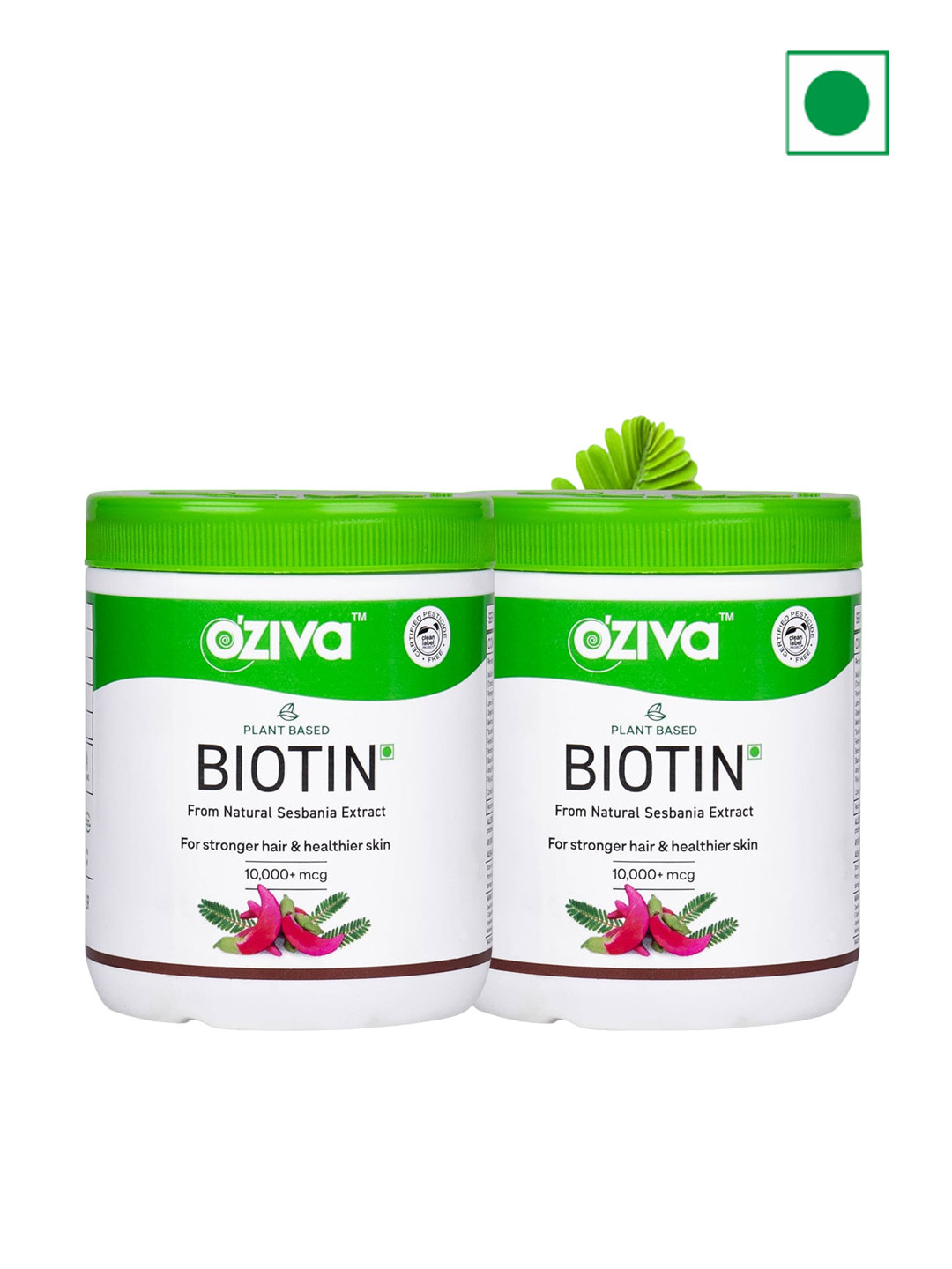 OZiva Set of 2 Biotin Powder with Amla for Hair & Healthier Skin - 125 g Each