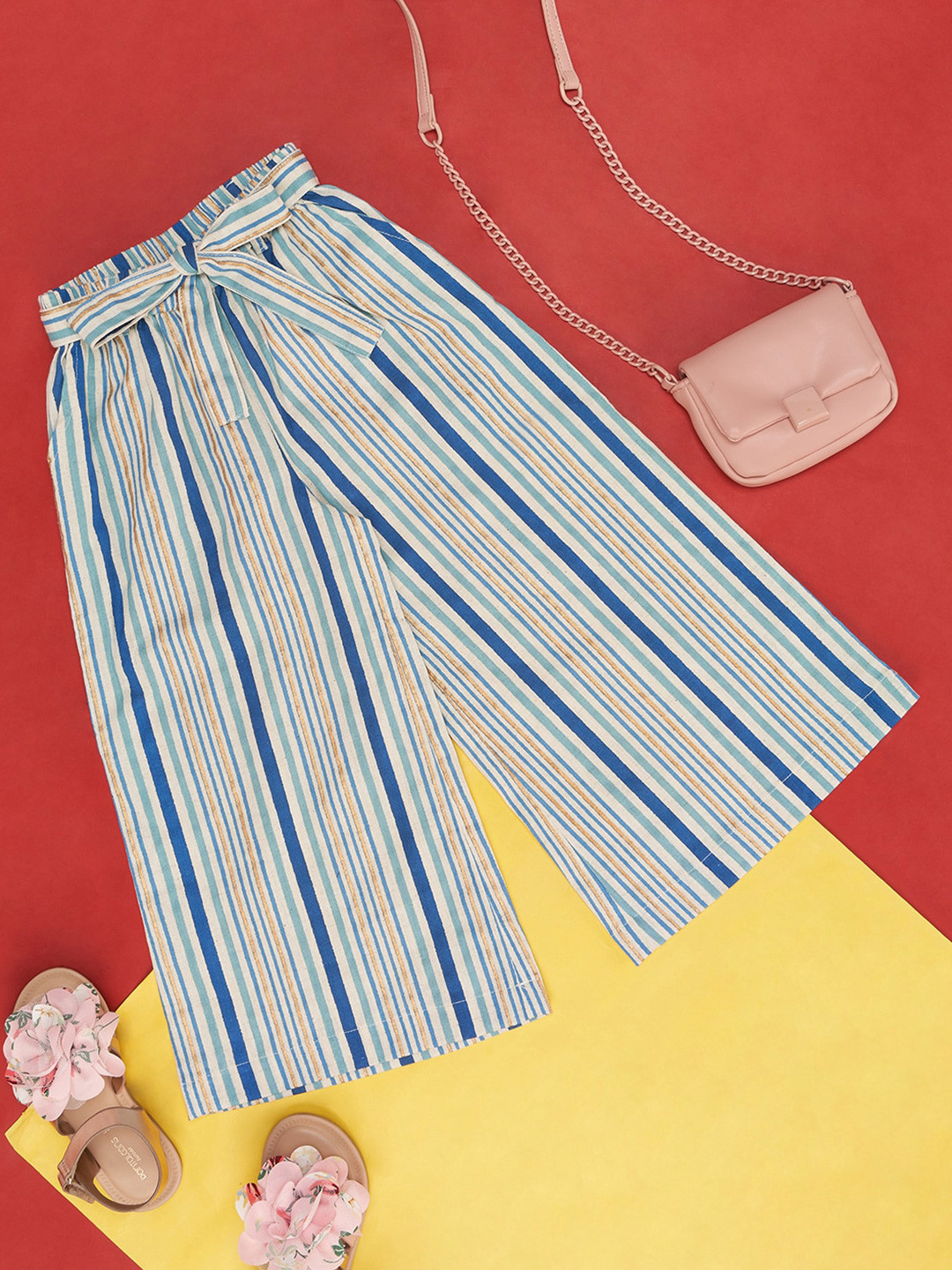 AKKRITI BY PANTALOONS Girls Striped Cotton Palazzos