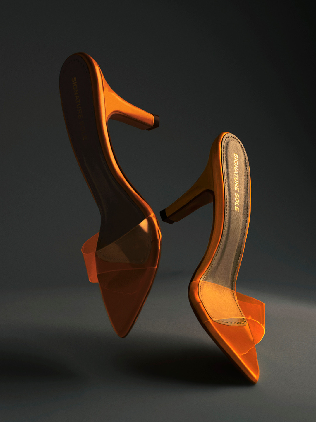 Signature Sole Open Toe Slim Heels