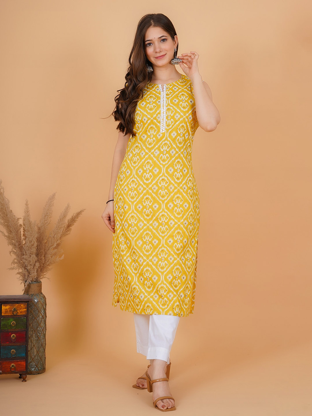 Rimeline Ethnic Motifs Printed Pure Cotton Kurta
