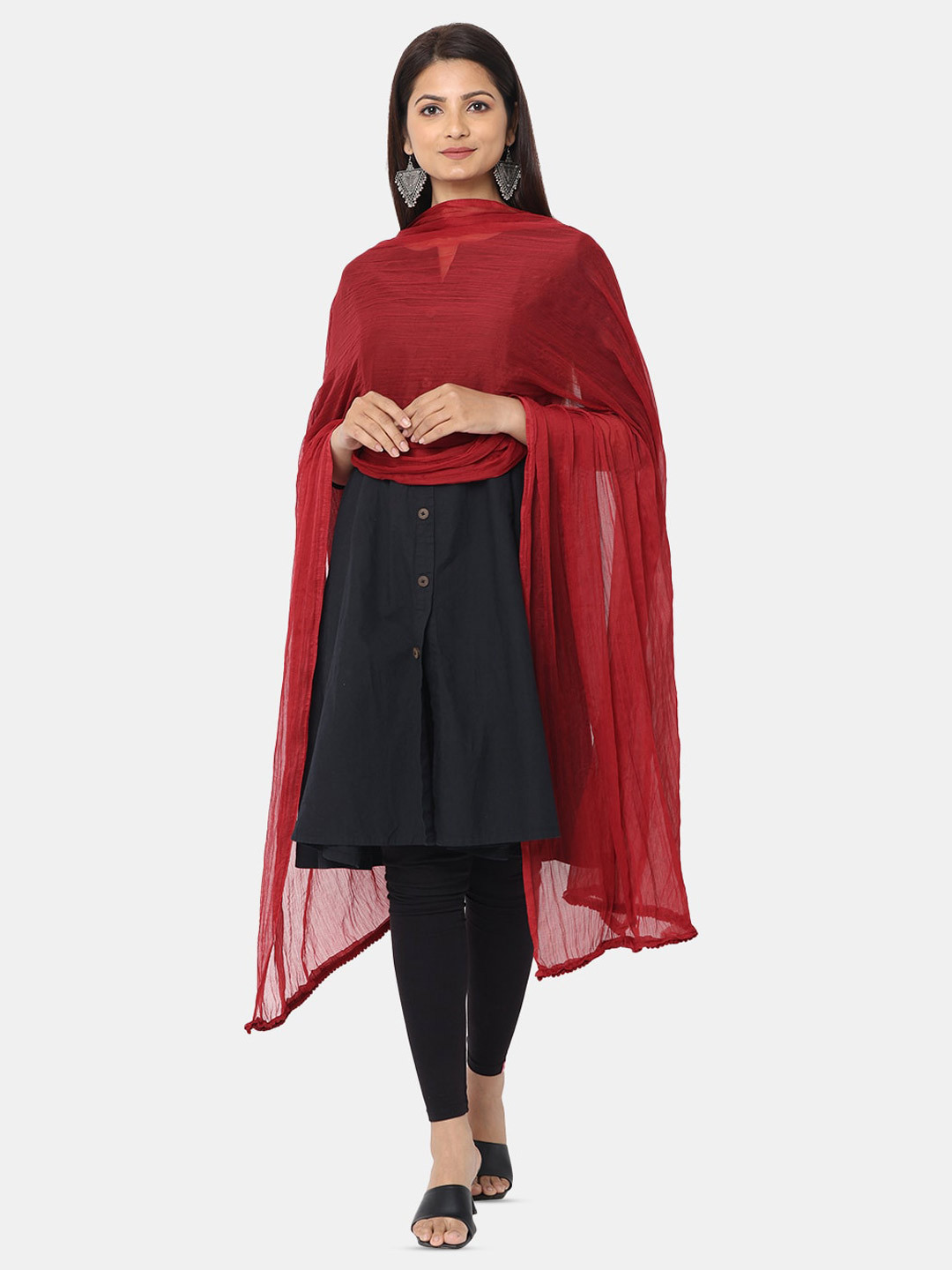 HELLA FASHIONS Solid Chiffon Dupatta