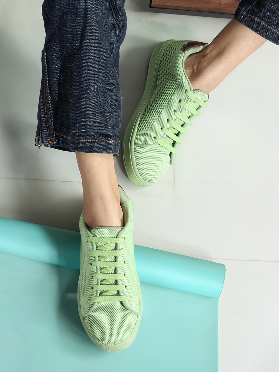 ELLE Women Textured Mesh Lightweight Comfort Insole Sneakers