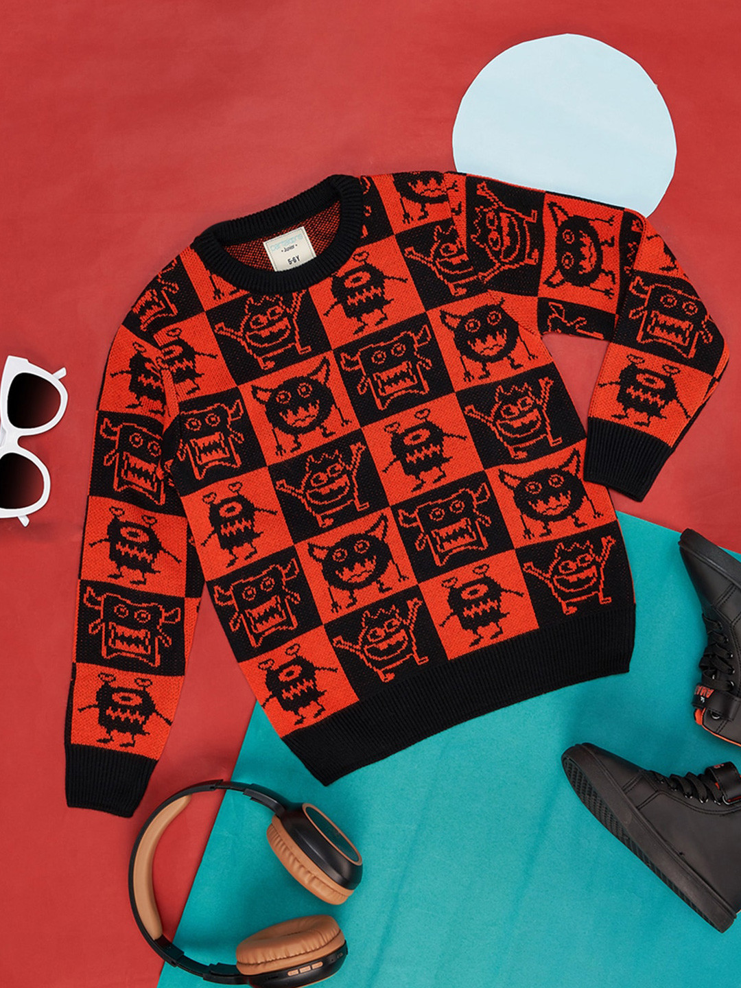 Pantaloons Junior Boys Monstern Inc Printed Long Sleeves Acrylic Pullover