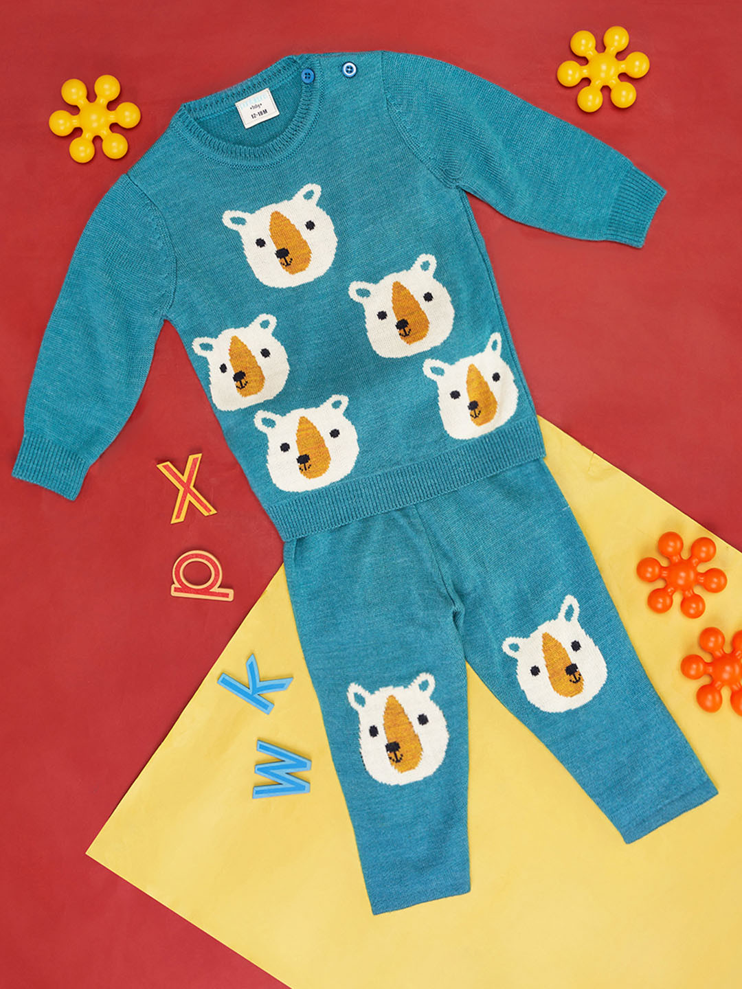 Pantaloons Baby Infants Boys Printed Cotton Knitted Sweatshirt & Pant