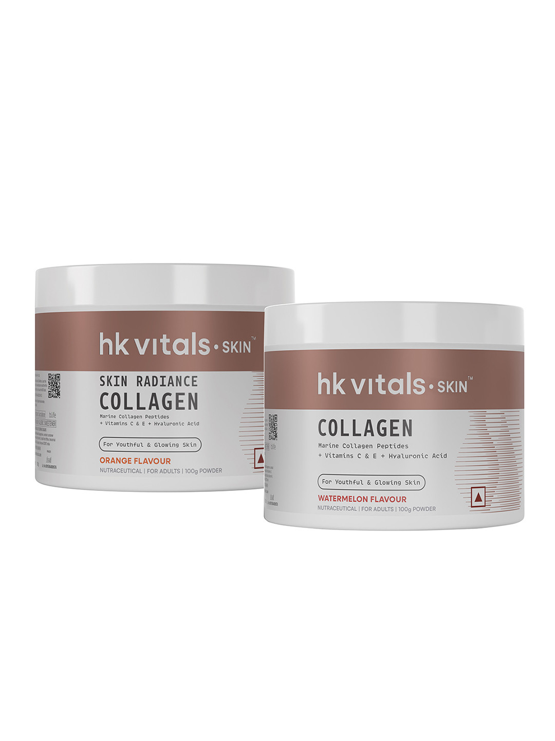 HK VITALS Combo Of Watermelon & Orange Skin Radiance Marine Collagen Powder - 100g Each