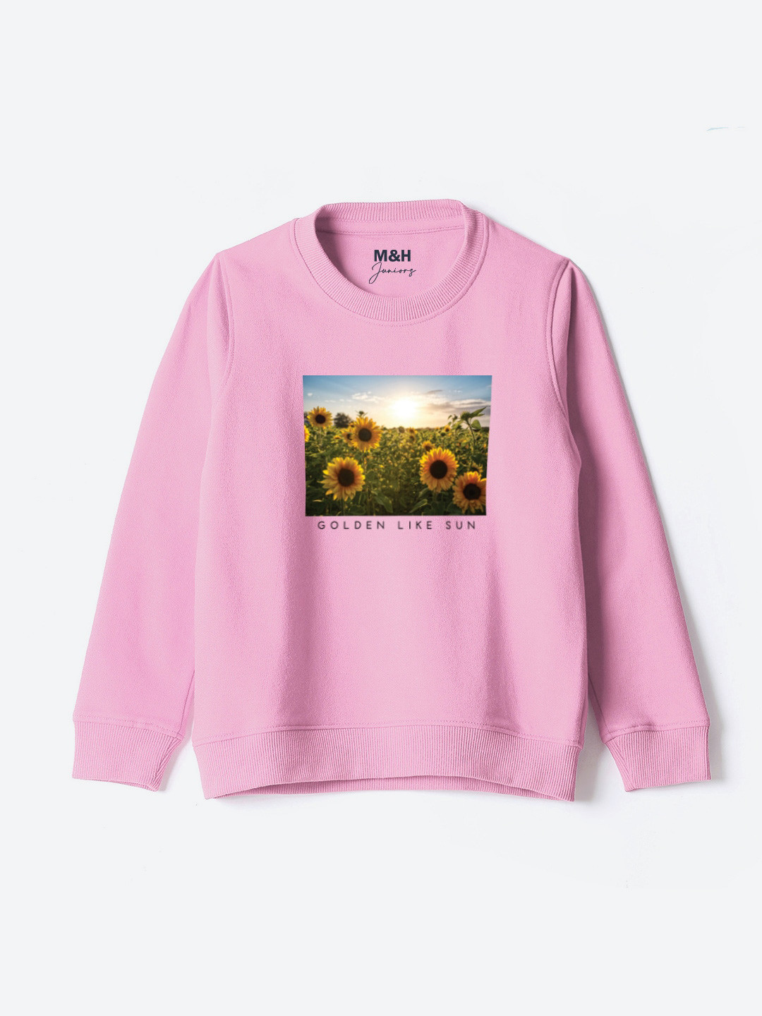 M&H Juniors Girls Graphic Printed Full Sleeves Ribbed Pullover