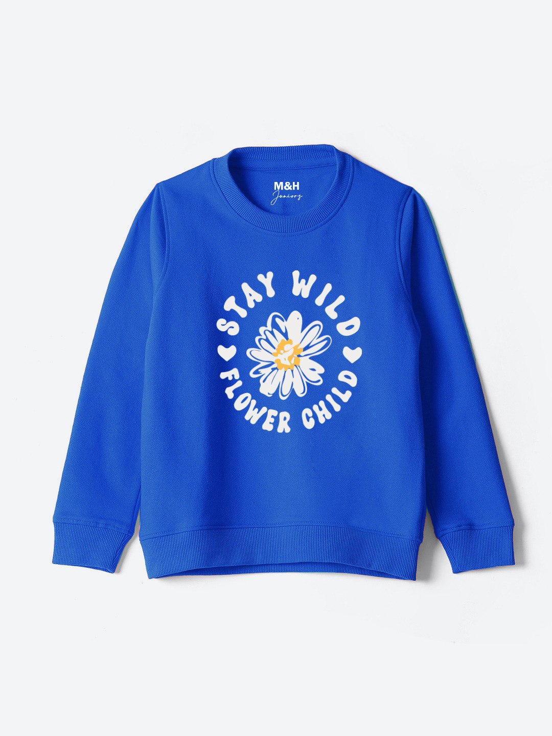 M&H Juniors Girls Typography Printed Ribbed Cotton Sweatshirt