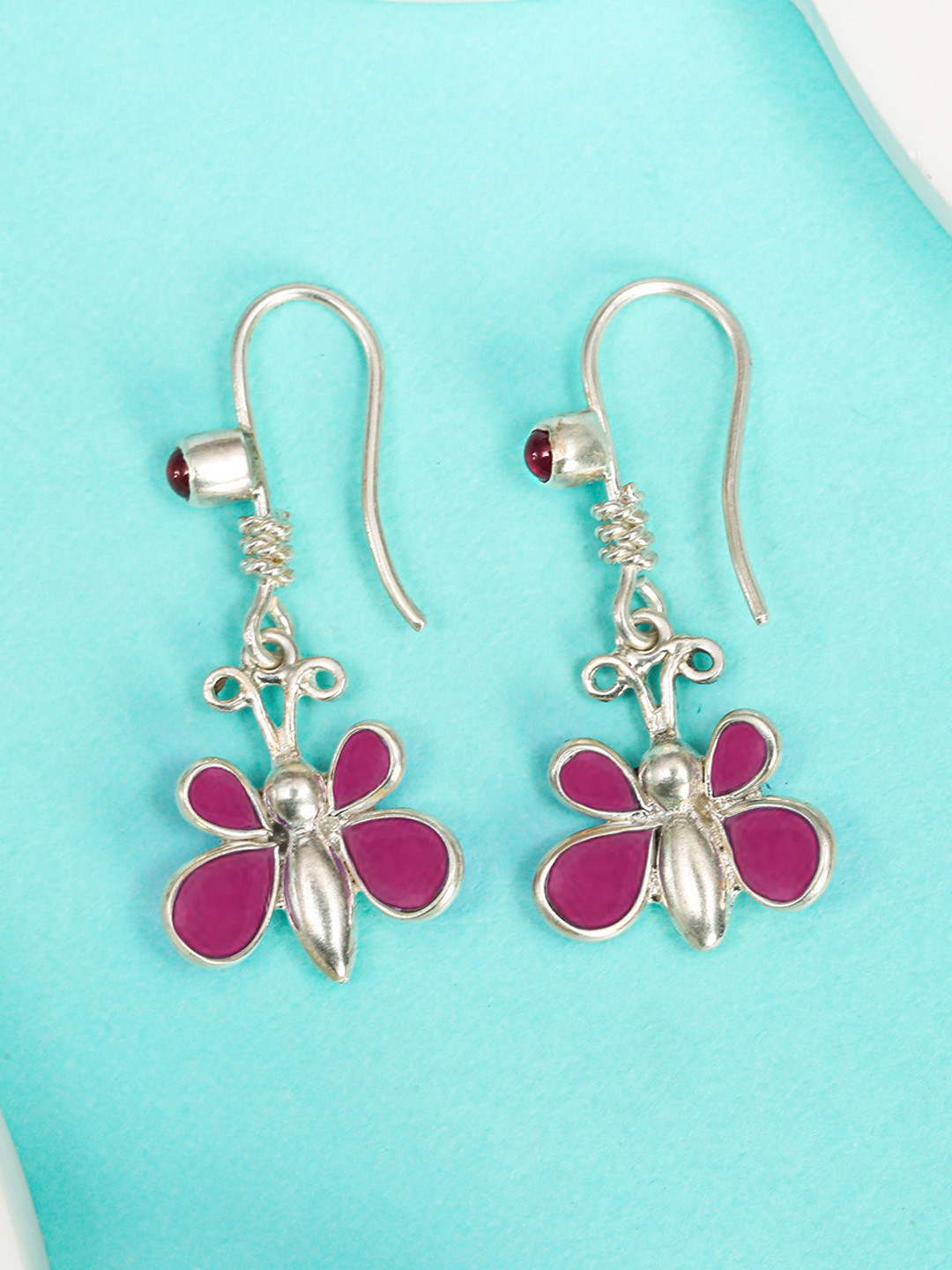 Unniyarcha Silver-Plated 92.5 Silver Contemporary Drop Earrings