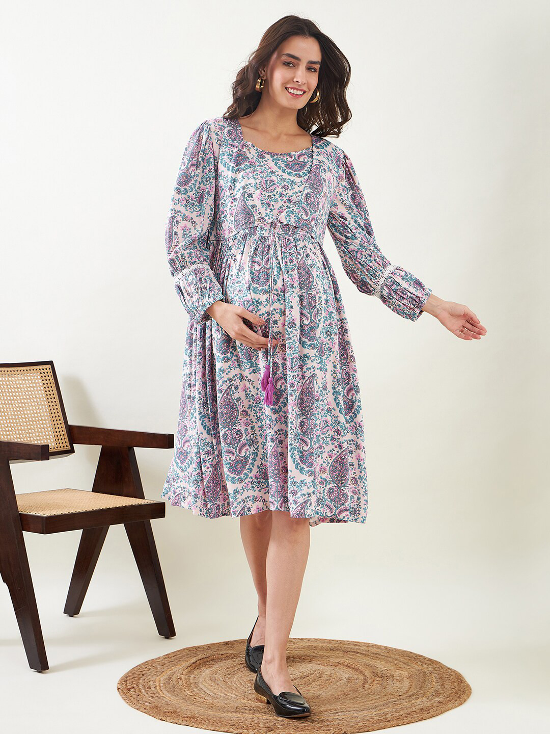 The Kaftan Company Floral Print Maternity A-Line Dress