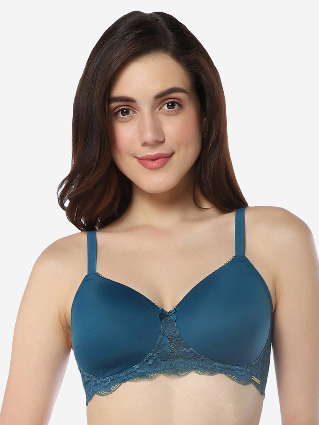 Amante Floral Lace Full Coverage Lightly Padded Ultra Soft T-shirt Bra with All Day Comfort