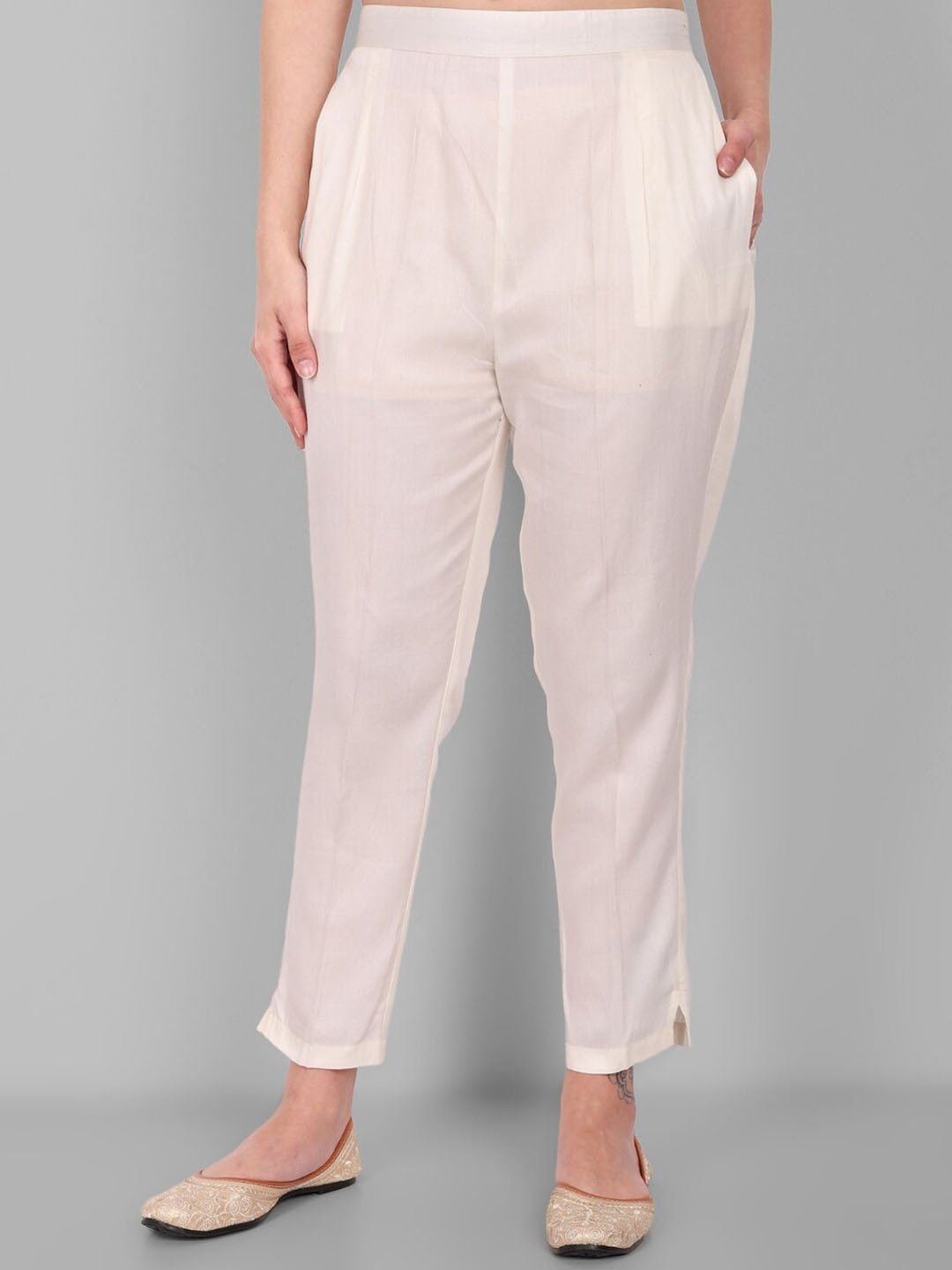 Mera Rang Women High-Rise Cotton Silk Ethnic Trousers