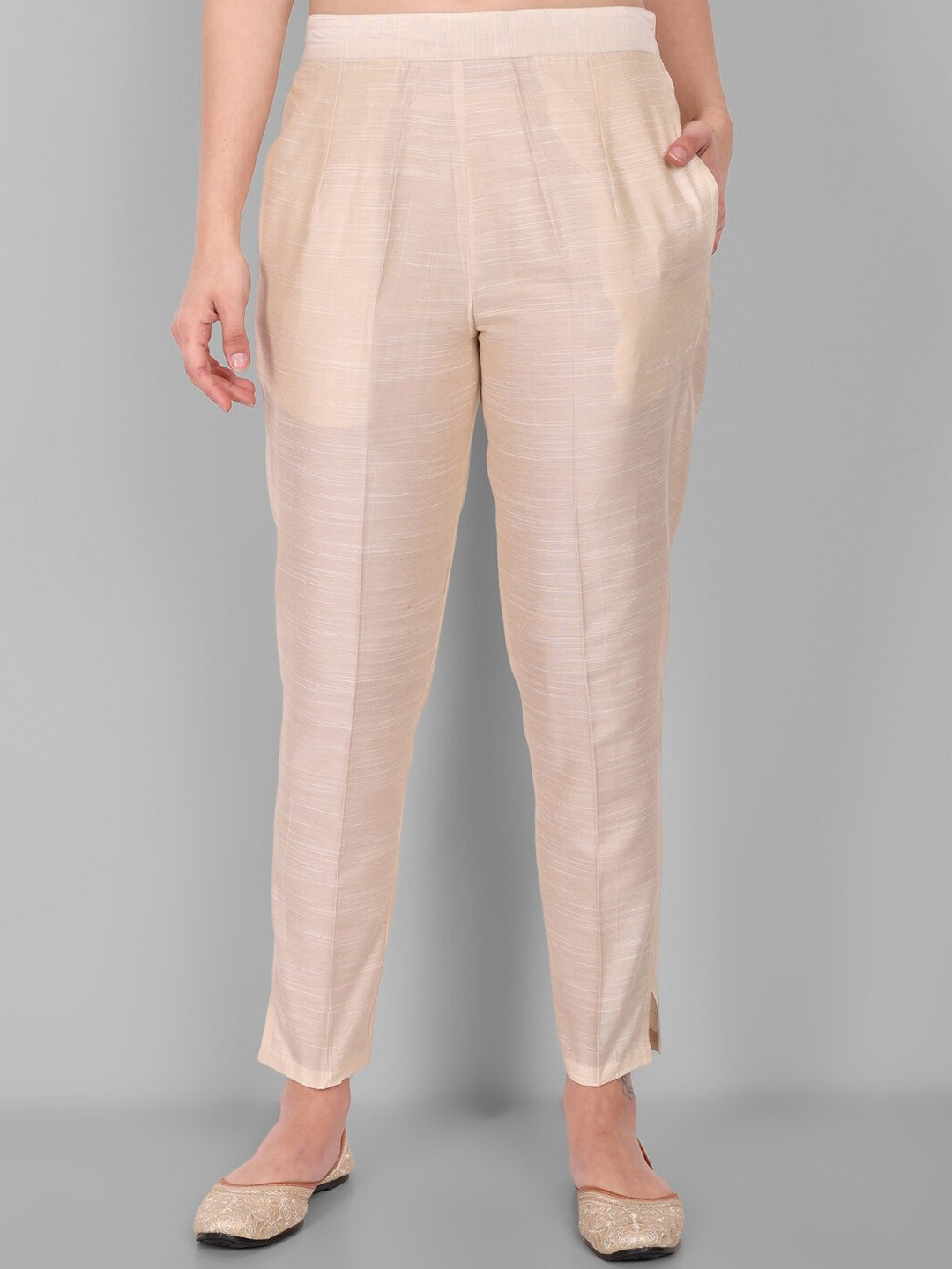 Mera Rang Women High-Rise Cotton Silk Ethnic Trousers