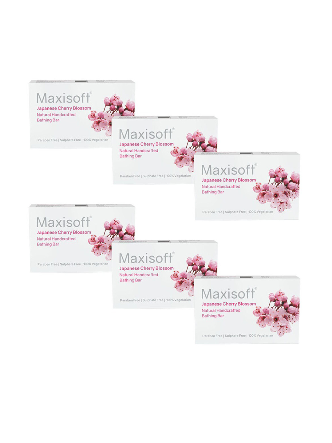 Maxisoft Set of 6 Japanese Cherry Blossom Natural Handcrafted Bathing Bar - 75 g Each