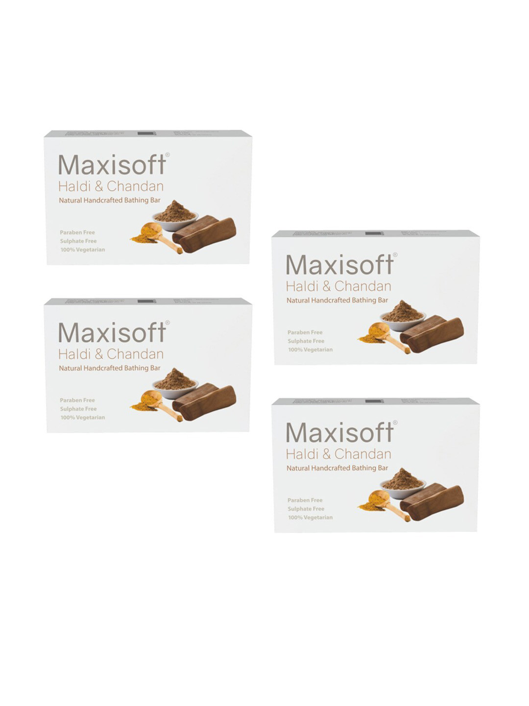 Maxisoft Set Of 4 Haldi & Chandan Natural Handcrafted Bathing Bar - 100g Each