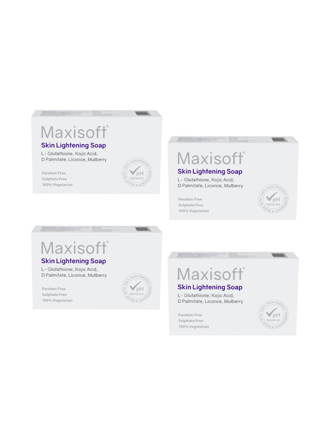 Maxisoft Set of 4 Skin Lightening Soaps with Kojic Acid & Mulberry - 75 g Each