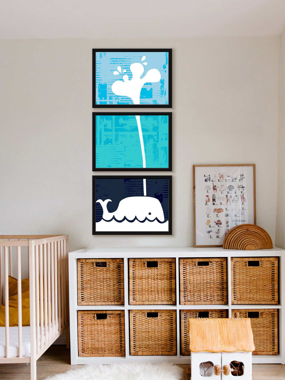 999Store Blue & Black 3 Pieces Big Tunnel Printed UV Coating Wall Arts