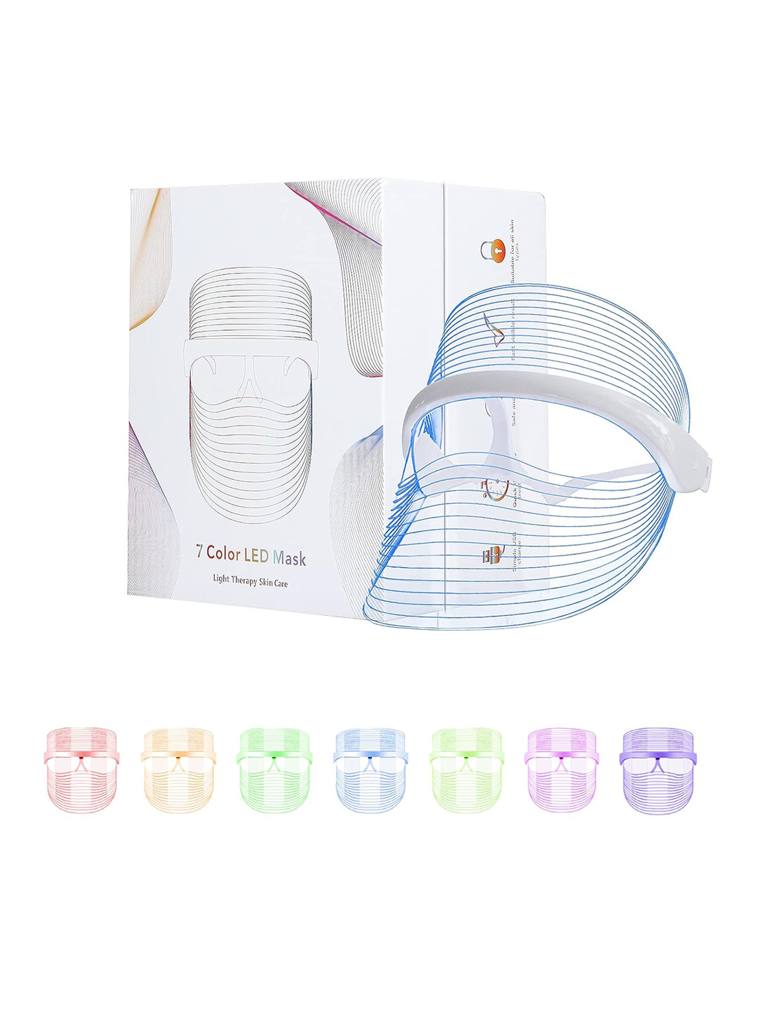 WBC WorldBeautyCare 7-Color LED Light Therapy Mask - White