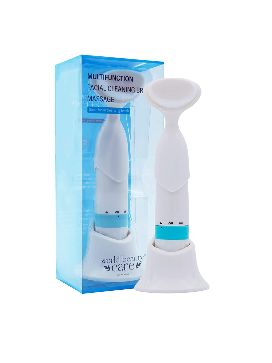 WBC WorldBeautyCare Rechargeable 2-in-1 Facial Cleansing Brush & Massager - White