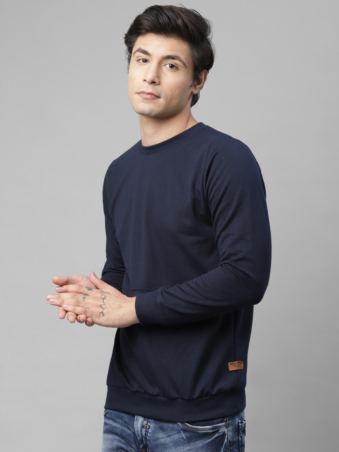 Rigo Solid Pullover Casual Sweatshirt