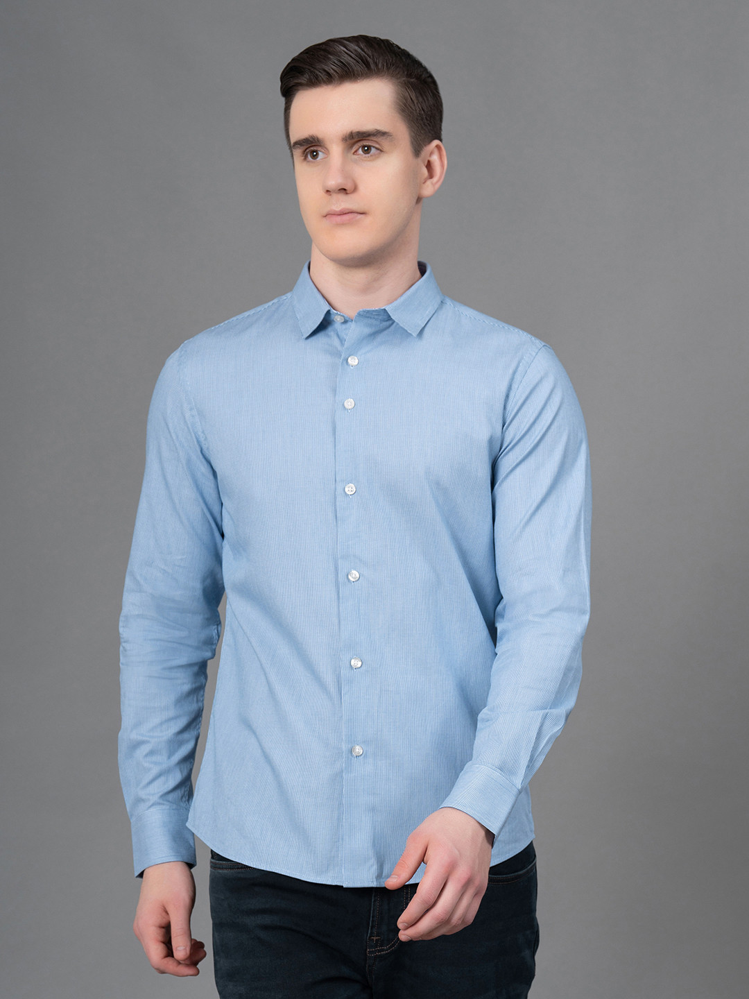 Red Tape Dobby Textured Pure Cotton Shirt