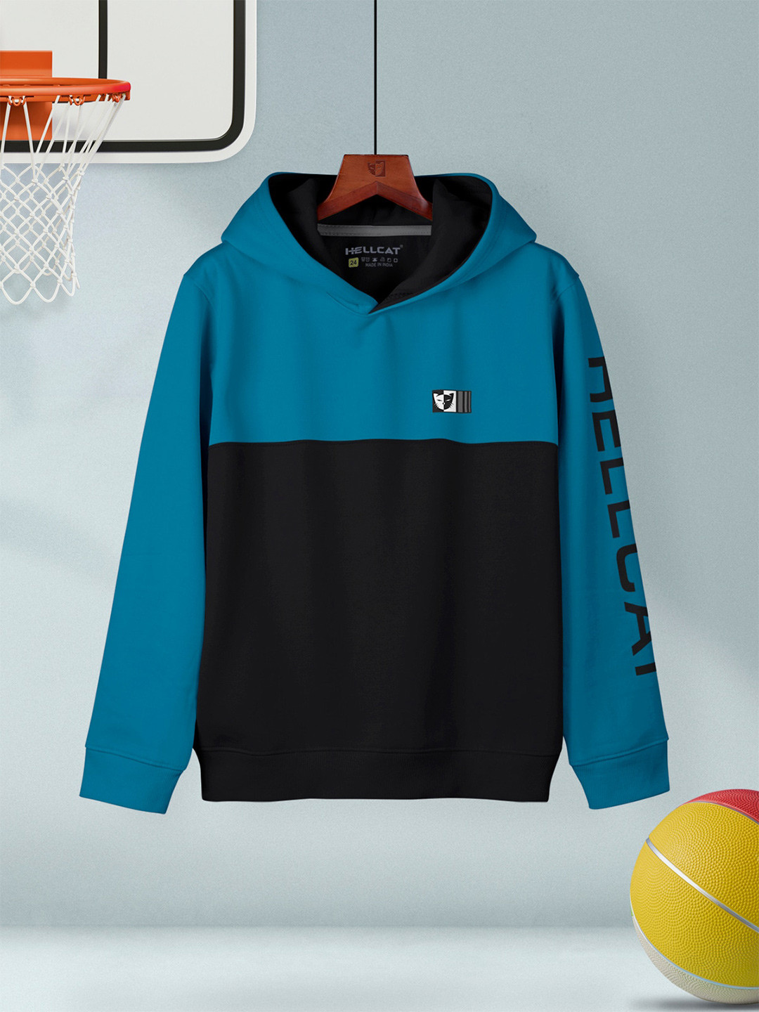 HELLCAT Boys Hooded Long Sleeves Cotton Ribbed Sweatshirt