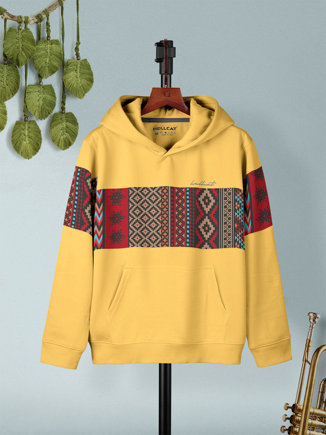 HELLCAT Boys Geometric Printed Hooded Sweatshirt