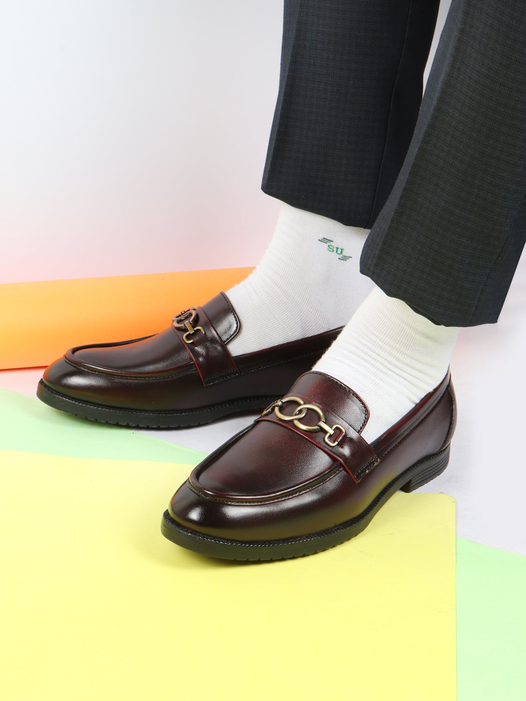 FAUSTO Men Leather Lightweight Party Horsebit Loafers