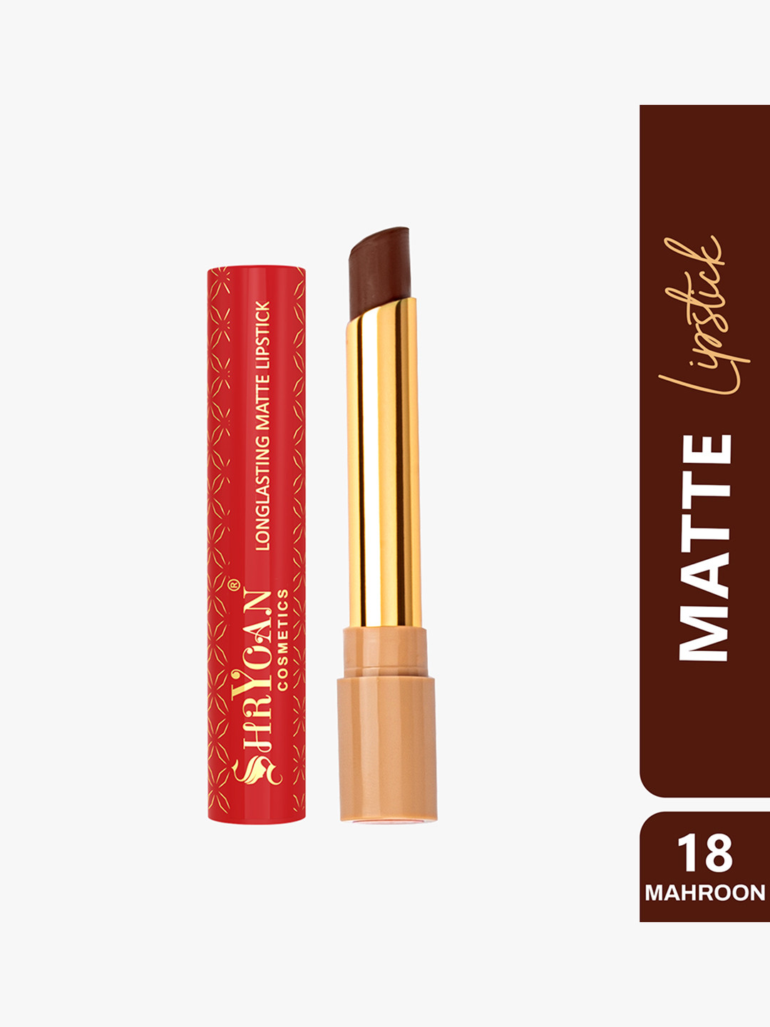 SHRYOAN Long Lasting Non Transfer Matte Lipstick - 1.8g - Mahroon 18