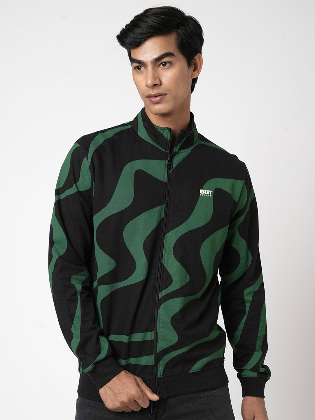 BEAT LONDON by PEPE JEANS Abstract Printed Open Front Sweatshirt