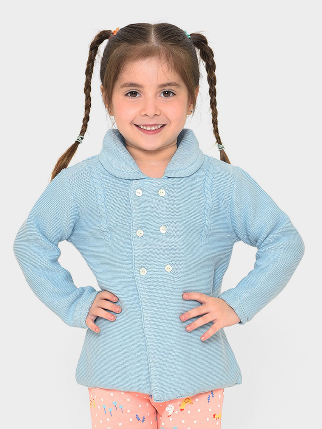 MiArcus Infant Girls Double-Breasted Pea Coat