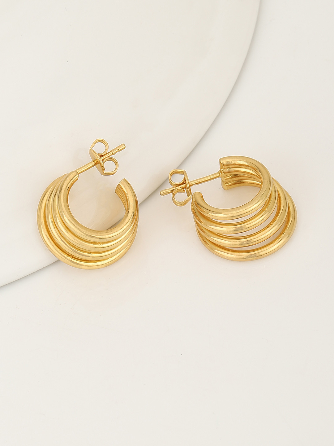 Carlton London 18KT Gold-Plated Contemporary Half Hoop Earrings