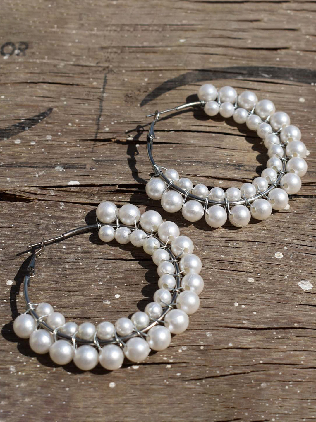 VAGHBHATT Pearl Beaded Hoop Earrings