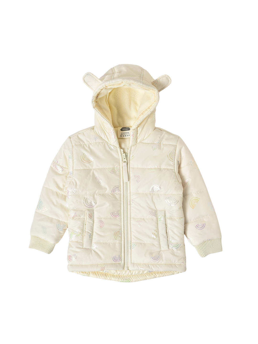 MiArcus Infant Girls Conversational Printed Hooded Long Sleeves Lightweight Puffer Jacket