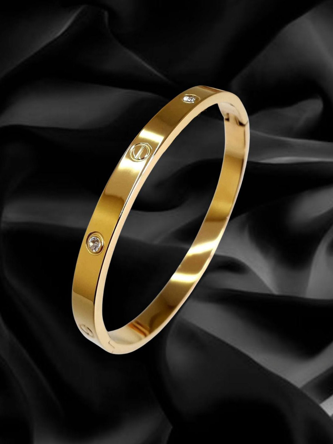 Mali Fionna American Diamond Gold-Plated Kada Bracelet