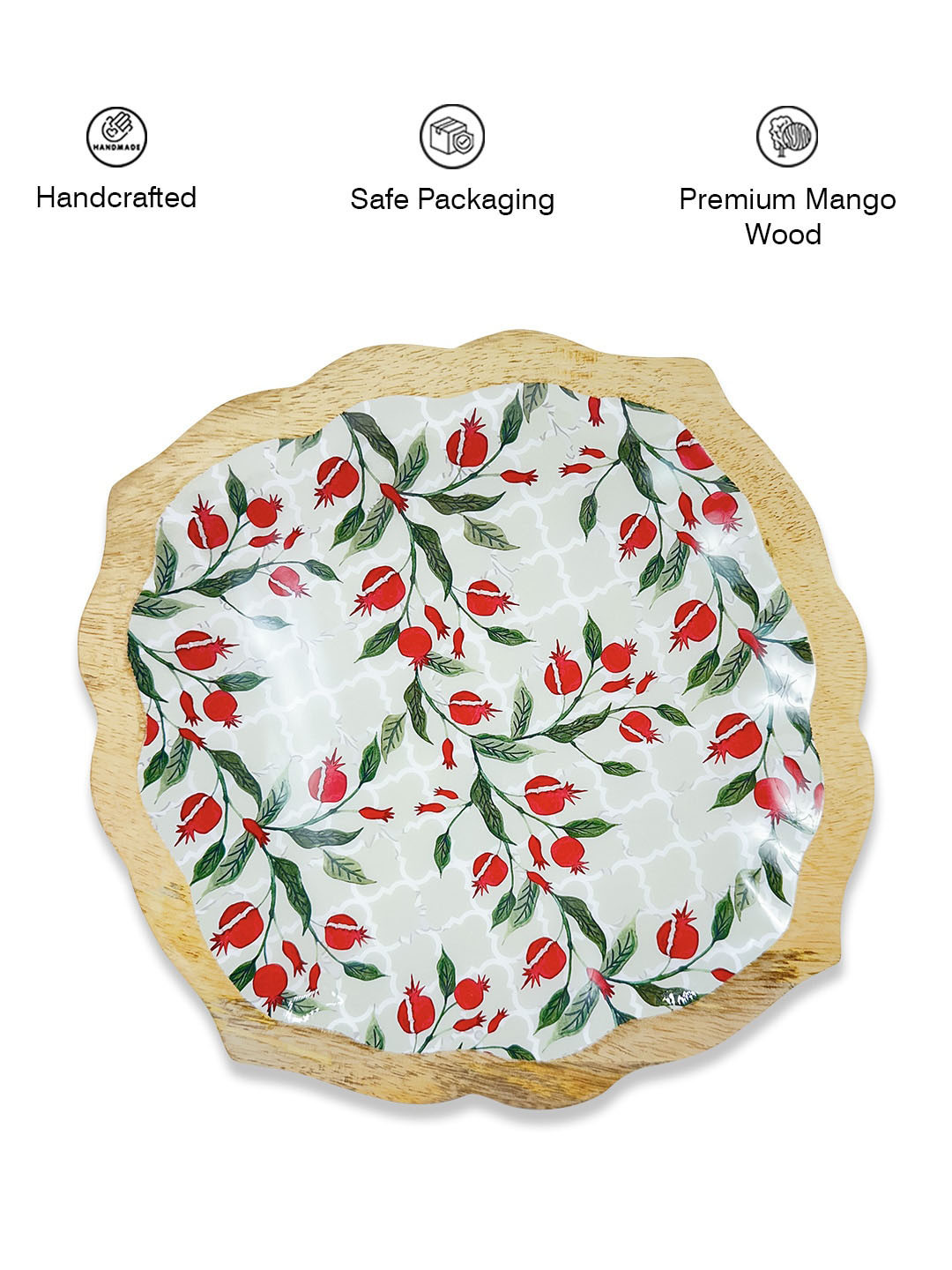 TWIG STORY White & Red Pomegranate Enameled Food Platter