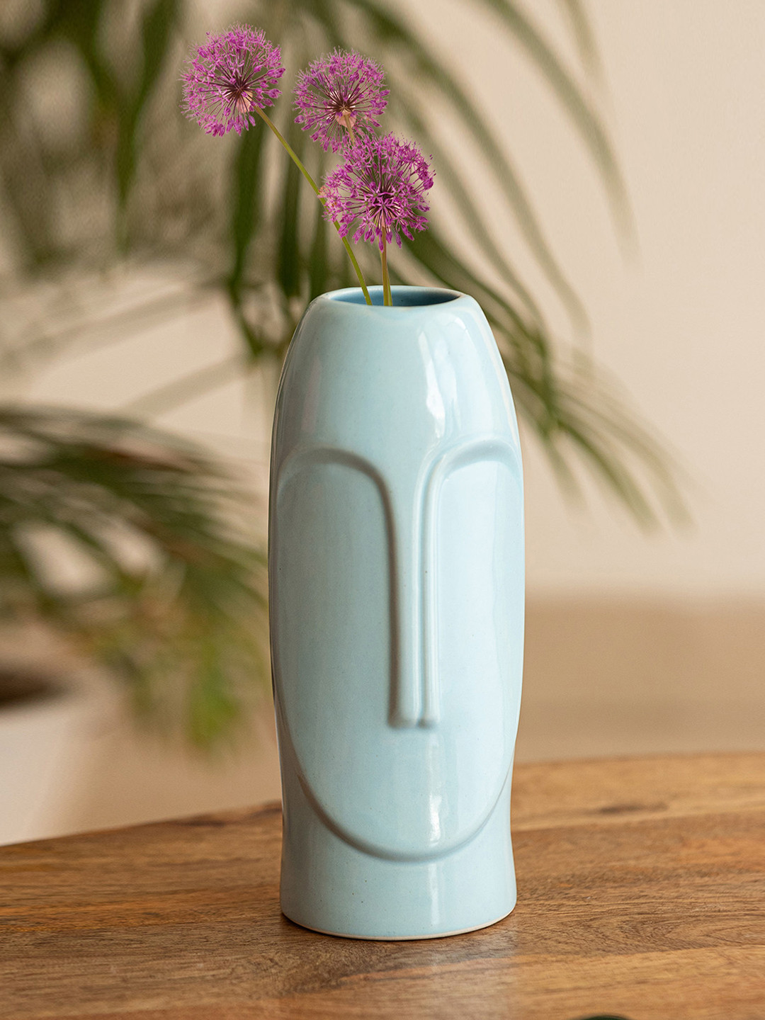 ExclusiveLane Blue Tribal Folk Face Vase
