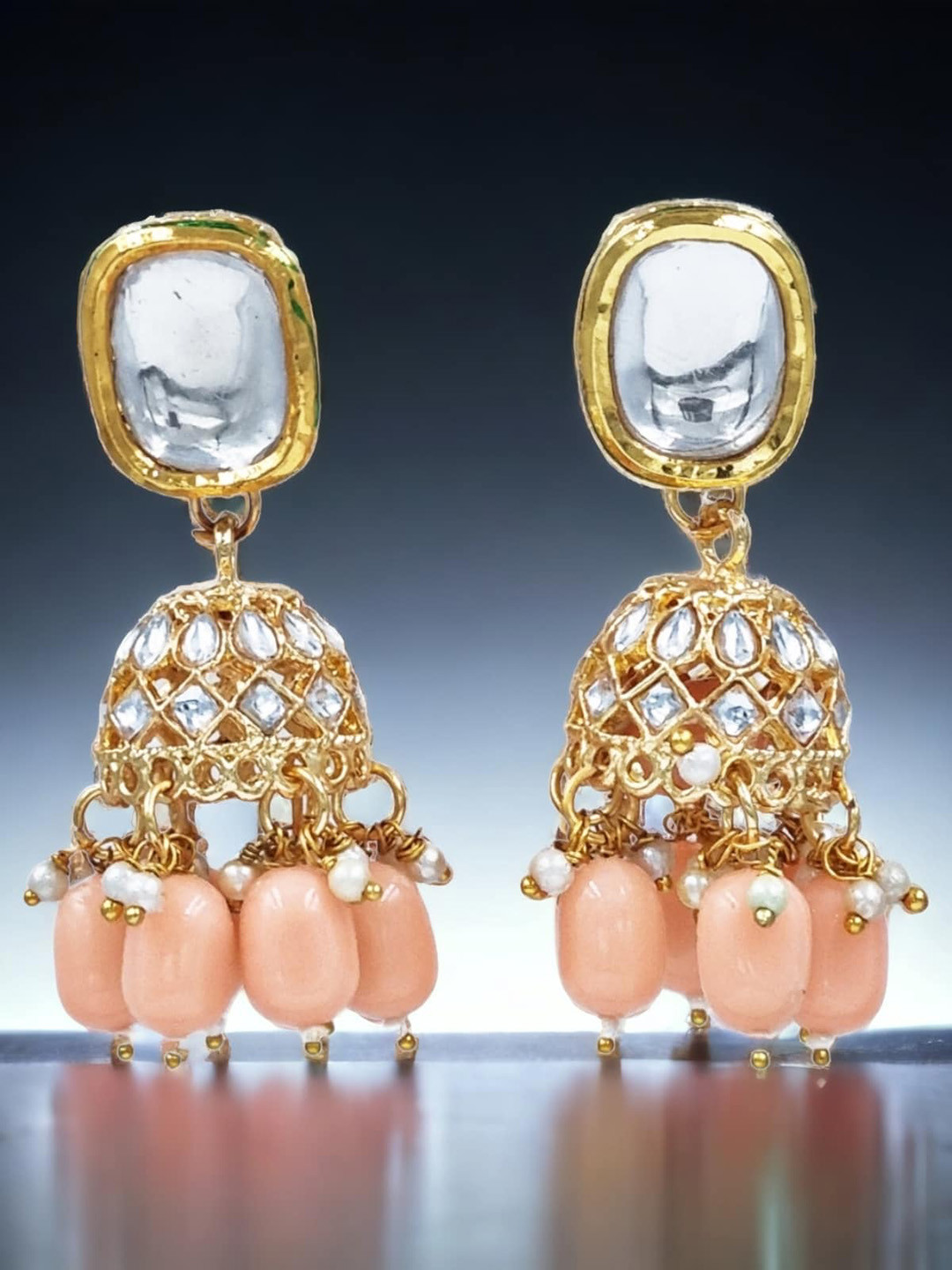 Anouk Gold Plated Contemporary Antique Jhumkas