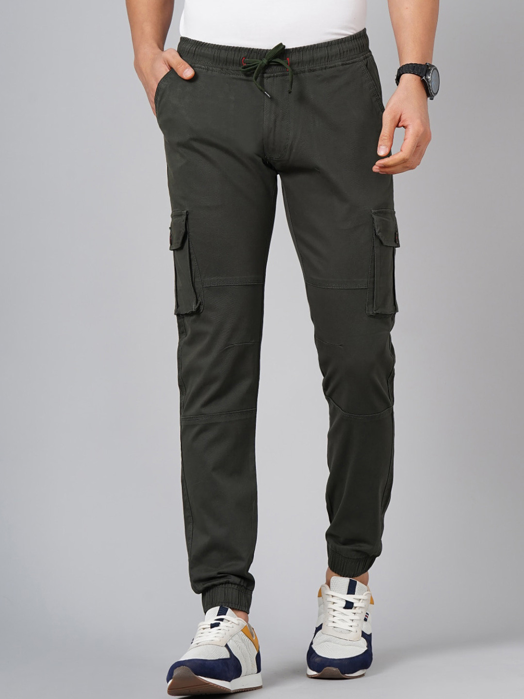 PAUL STREET Men Smart Slim Fit Cotton Stretch Joggers