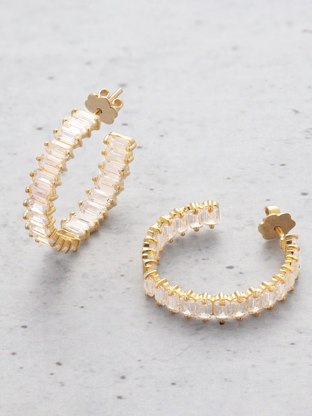 ORIONZ Gold-Plated Circular Half Hoop Earrings