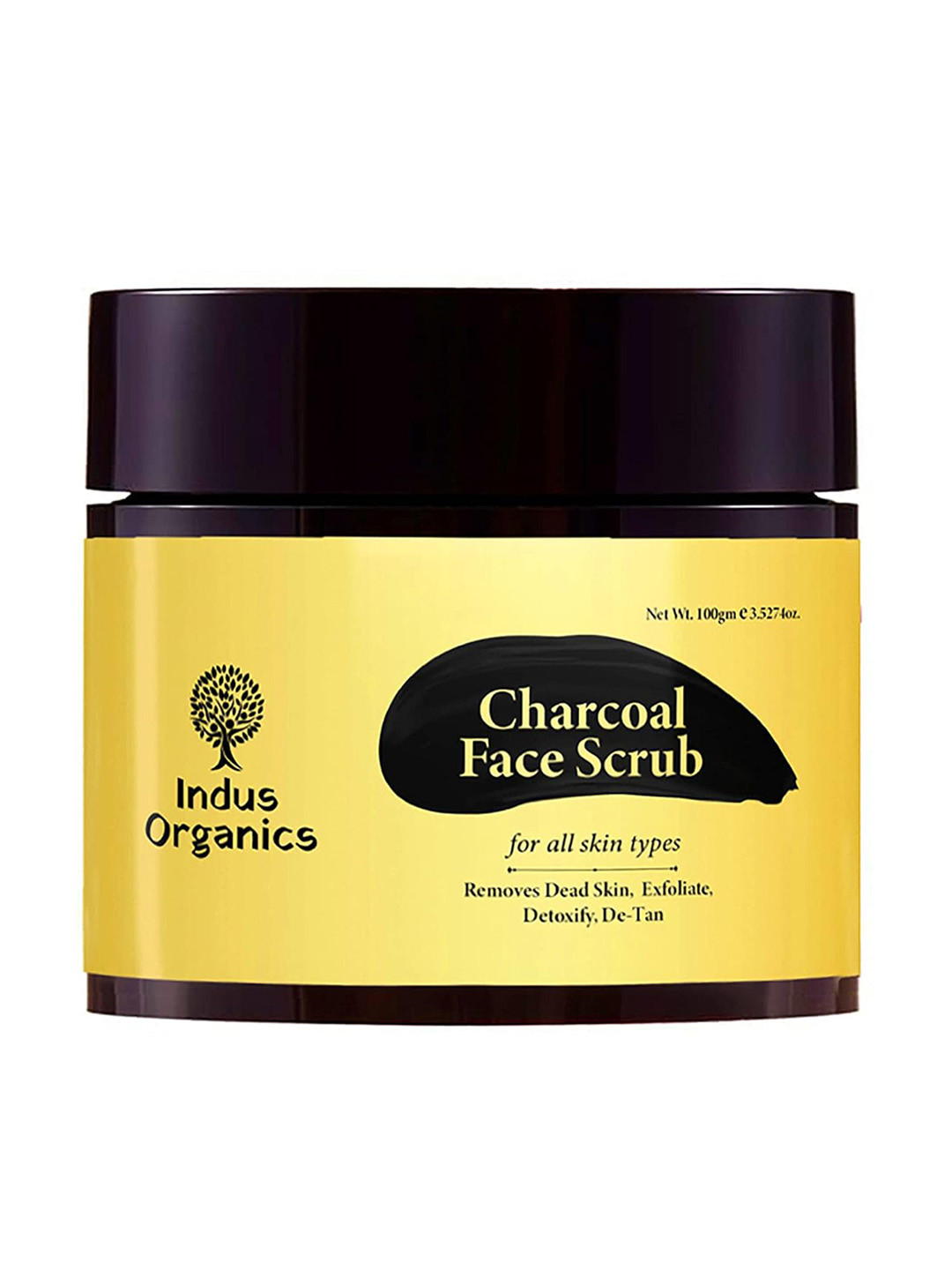 Indus Organics Charcoal Face Scrub for Detox & Detan - 100g