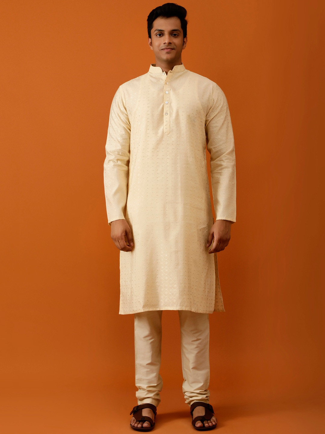 Streaks & Crosses Floral Embroidered Regular Kurta With Pyjamas