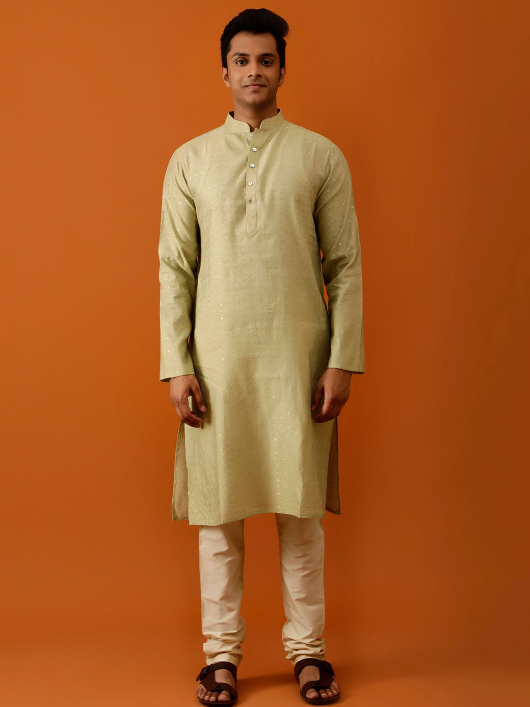 Streaks & Crosses Floral Embroidered Regular Kurta With Pyjamas