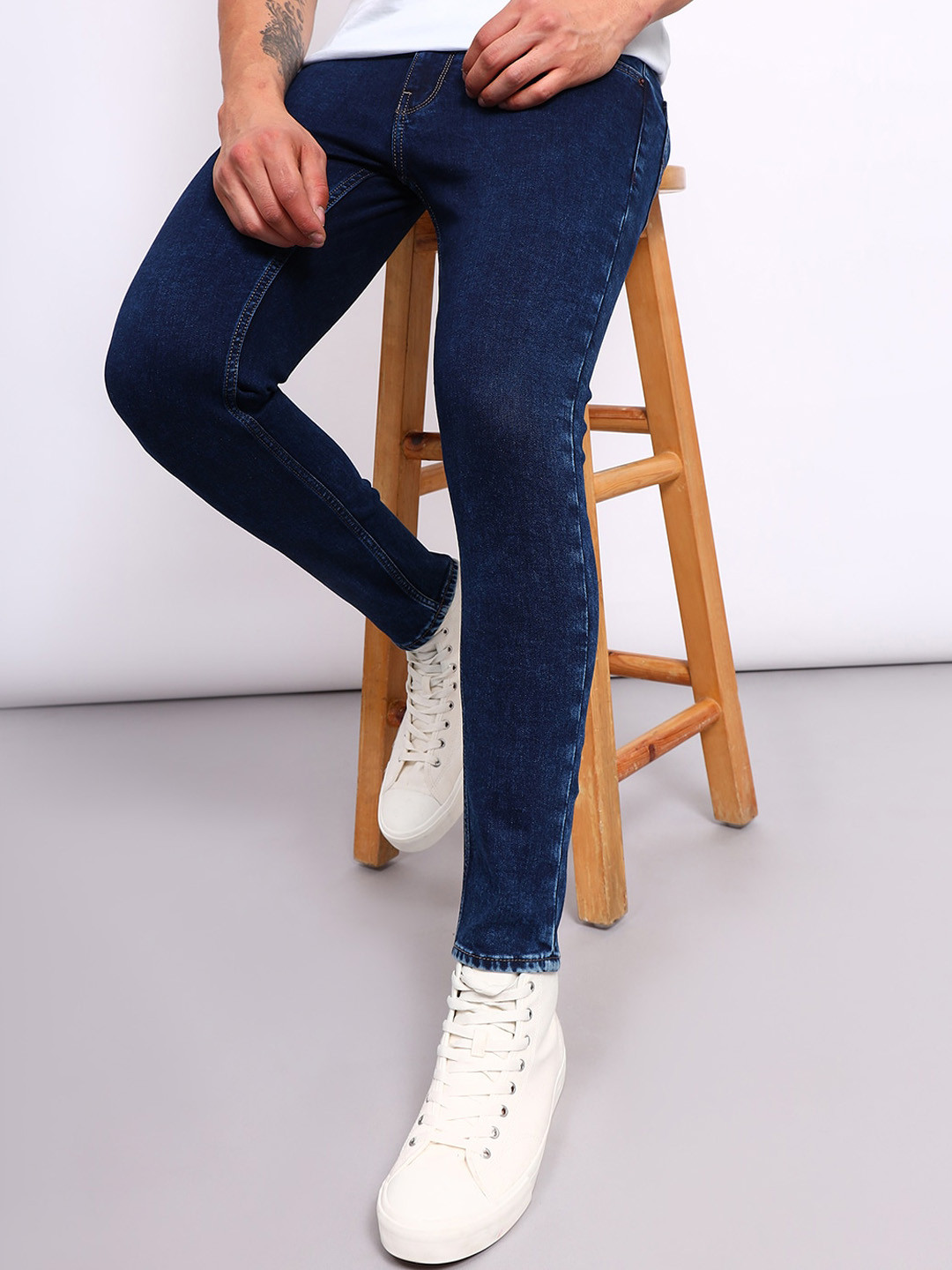 Lee Men Eric Skinny Fit Mid Rise Clean Look Stretchable Cropped Jeans